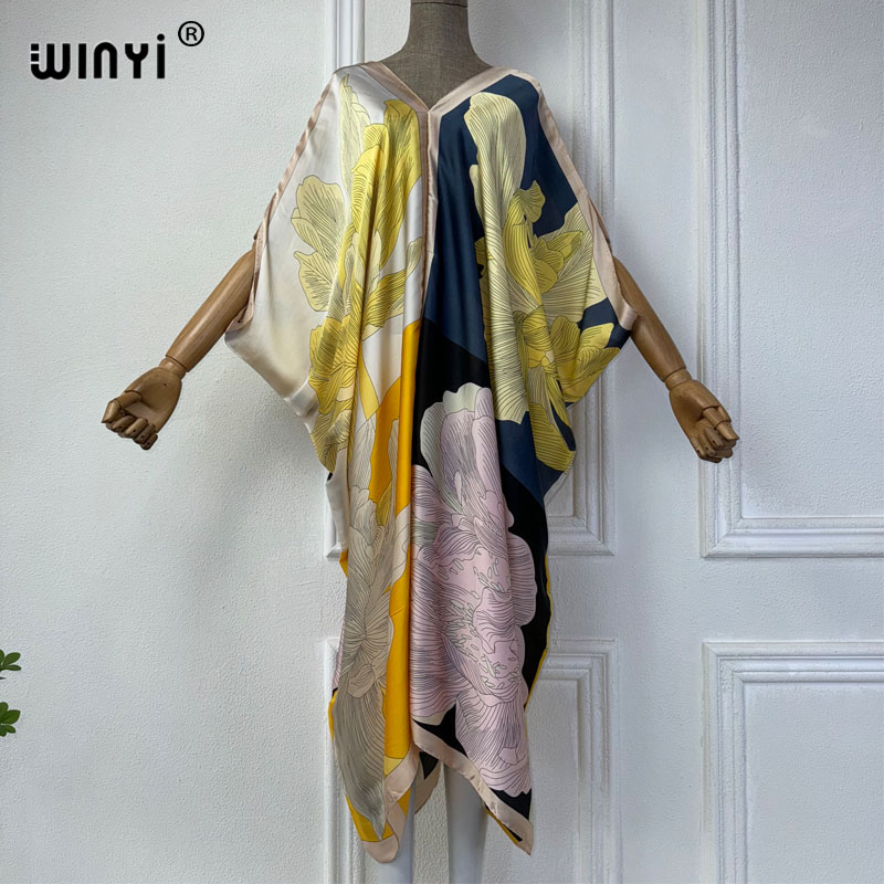 WINYI Musim Panas Afrika V-nec - Robe Silk Women ulasan dan harga